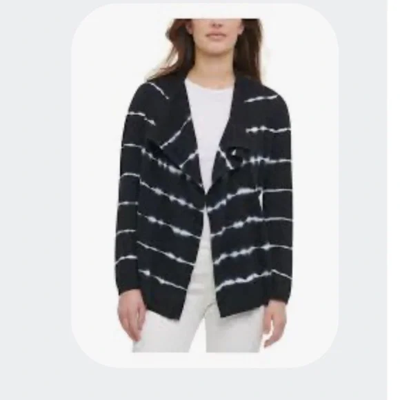 Calvin Klein Navy and White Cotton cardigan - Picture 2 of 5